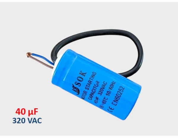 Кондензатор пусков 40 µF 320VAC Кондензатор пусков 40 µF 320VAC