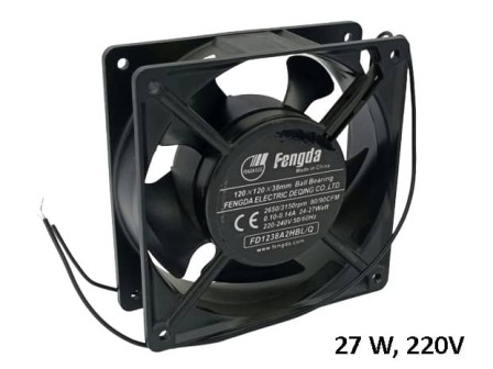 Вентилатор квадратен 27W 220V с кабели