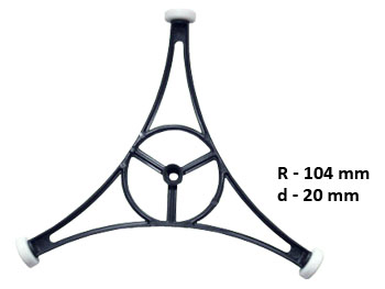 Ролер за чиния на микровълнова печка, кръстачка, тип Y, радиус r=104мм., малко колело, диаметър d=20мм.